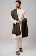 Classic Men's Wool Winter Shawl - Dark Brown - men's winter wool shawl
